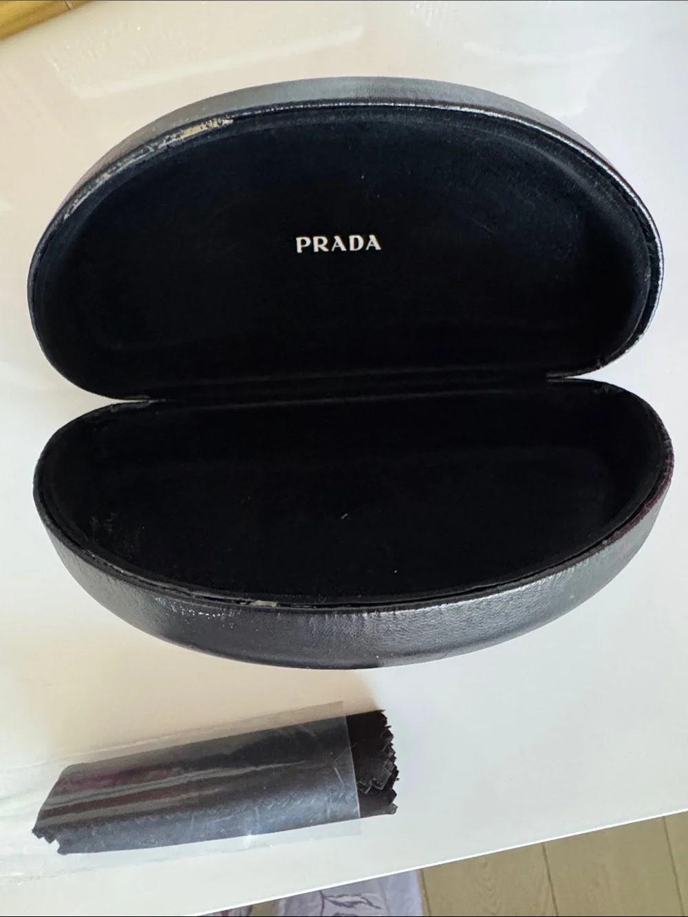 Prada Black Sunglasses Case with White Logo